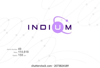 Modern logo design for the word "Indium" which belongs to atoms in the atomic periodic system.