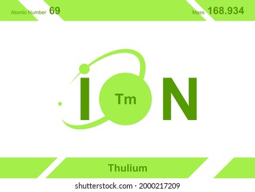 modern logo design for the word "ion". Ions belong to the periodic system of atoms. There are ion pathways, ionic bonds and letter Tm.