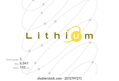 Diseño de logotipo moderno para la palabra "litio" que pertenece a átomos del sistema atómico periódico.