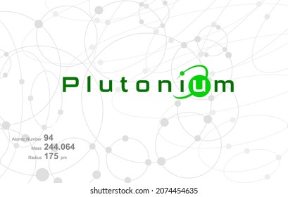 Modern logo design for the word PLUTONIUM which belongs to atoms in the atomic periodic system.