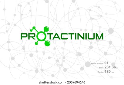 Modernes Logo-Design für das Wort "PROTACTINIUM", das zu Atomen im atomaren Periodensystem gehört.