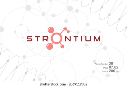 Modern logo design for the word "STRONTIUM" which belongs to atoms in the atomic periodic system.