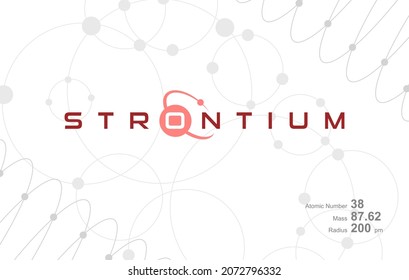 Modern logo design for the word "Strontium" which belongs to atoms in the atomic periodic system.