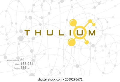 Modern logo design for the word "THULIUM" which belongs to atoms in the atomic periodic system.