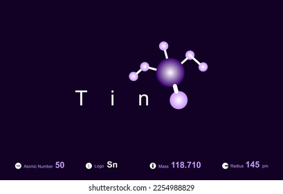 Modern logo design for the word "Tin" which belongs to atoms in the atomic periodic system.