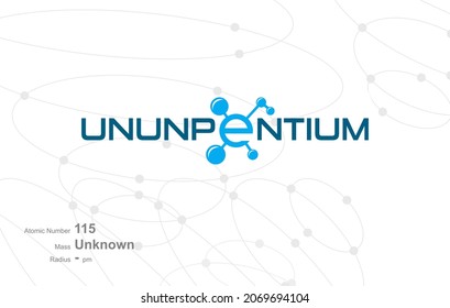 Modern logo design for the word "UNUNPENTIUM" which belongs to atoms in the atomic periodic system.