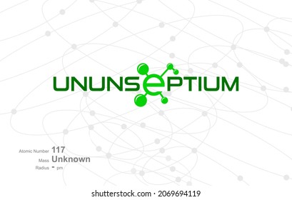 Modern logo design for the word "UNUNSEPTIUM" which belongs to atoms in the atomic periodic system.