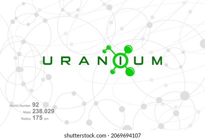 Modern logo design for the word "URANIUM" which belongs to atoms in the atomic periodic system.