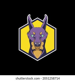 modern logo of doberman head for esport logo
