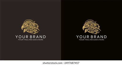 A modern logo with dynamic lines forms the visual of the eagle which gives the impression of masculine, bold and elegant