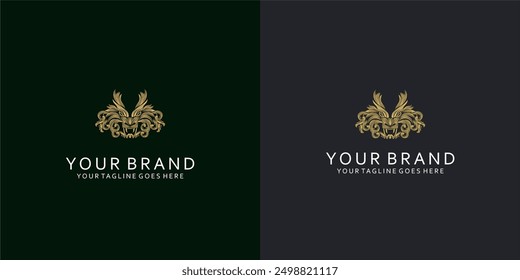 A modern logo with dynamic lines forms the visualization of the dragon by giving an elegant, luxurious and simple impression