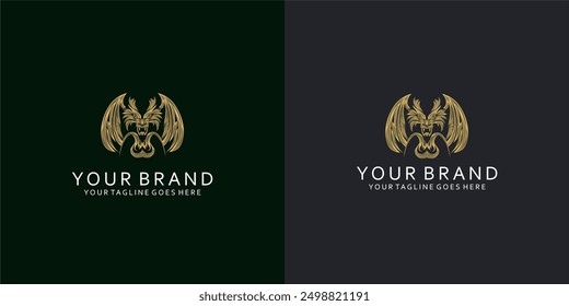 A modern logo with dynamic lines forms the visualization of the dragon by giving an elegant, luxurious and simple impression