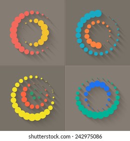 Modern logo elements set. With long shadow in flat. Abstract web Icons.