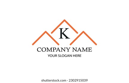 Modern logo for engineer, architect, construction, real estate with initial letter K. Business design template.