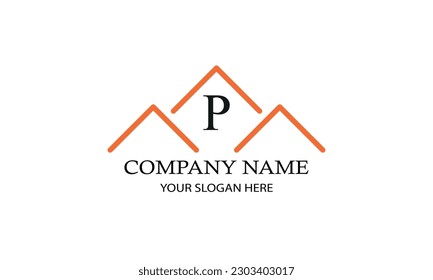 Modern logo for engineer, architect, construction, real estate with initial letter P. Business design template.