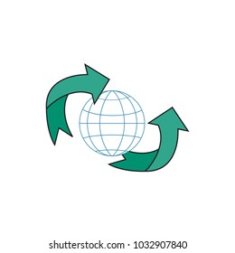 Modern logo fast simple stylised. Arrow rounded for globe. Creative illustration in colorful tone. Abstract logo icon design template element for business. Brend-new design for biz Vector illustration