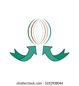 Modern logo fast simple stylised. Arrow and rainbow. Creative illustration in colorful tone. Abstract logo icon design template element for business. Brend-new design for biz. Vector illustration
