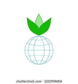 Modern logo fast simple stylised. Leaf and globe. Creative illustration in colorful tone. Abstract logo icon design template element for business. Brend-new design for biz. Vector illustration