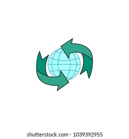 Modern logo fast simple stylised. Arrow rounded globe. Creative illustration in colorful tone. Abstract logo icon design template element for business. Brend-new design for biz Vector illustration