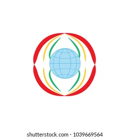 Modern logo fast simple stylised. Line rounded for globe. Creative illustration in colorful tone. Abstract logo icon design template element for business. Brend-new design for biz Vector illustration