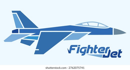 A modern logo features a sleek, blue fighter jet illustration with white accent lines, conveying speed and power. The text 'FighterJet' is prominently displayed below the aircraft.