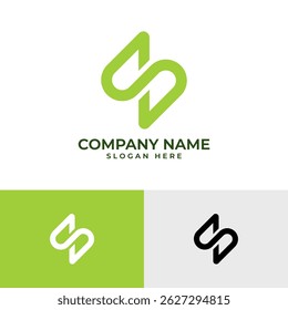 A modern logo features a stylized letter "S" formed by two overlapping, rounded green shapes. The design is clean and suggests flow, connection, or growth