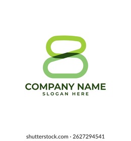 A modern logo features a stylized number "8" formed by two overlapping, rounded green shapes. The design is clean and suggests connection, infinity, or balance