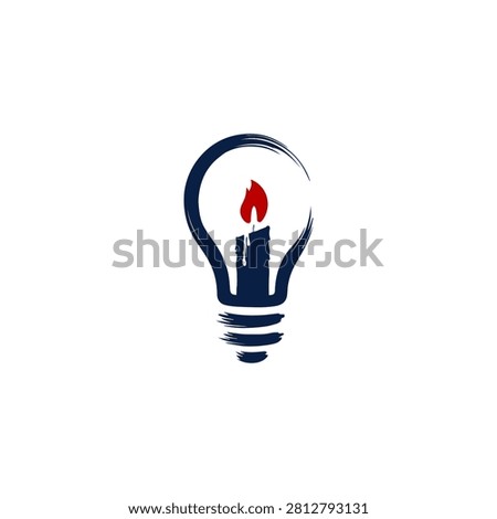 Modern logo featuring a candle flame inside a light bulb. The minimalist vector design symbolizes knowledge, inspiration, hope, and bright ideas, ideal for education, innovation