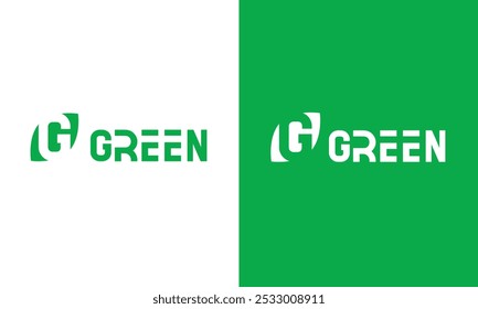 A modern logo featuring the name “Green” with a “G” engraved in a leaf shape, symbolizing nature and sustainability, perfect for an eco-friendly, contemporary brand.