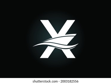 Modern Logo Featuring a Stylized X with Subtle Nautical Wave Accent on a Dark Background