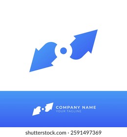 Modern logo featuring two opposing arrows, symbolizing balance and direction. Versatile design suitable for various industries, including logistics, navigation, and technology.