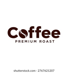 A modern logo featuring the word coffee with a stylized coffee bean replacing the letter 'o'. Below it reads premium roast.