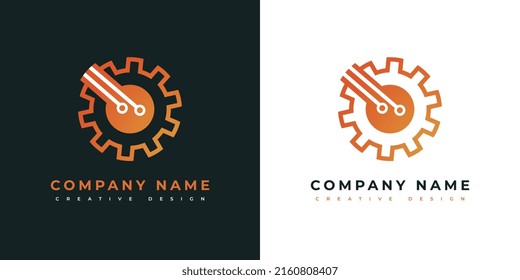 Optisches Kabel für moderne Logos. Vectordesign-Vorlage. Symbol der Leiterplattenleitung mit einem Gang. Zeichen für Technik, Technik, Netzwerk. Elektronik, Hauptplatine, Prozessor, Computer.