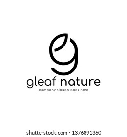 Modern logo G combine with leaf. Initial Letter G Eco nature design template isolated on white background.