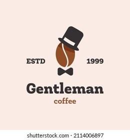 Modern logo with Gentleman coffee, vector illustration isolated on white background