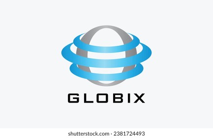 Logotipo moderno globo alrededor del símbolo de conexión del negocio de la tecnología