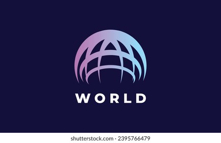 Modern logo globe around connection symbol of technology business