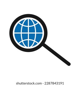 modern logo with globe and search icon concept