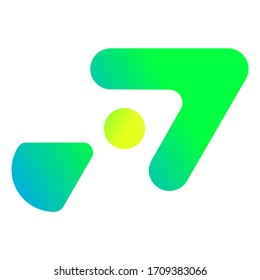Modern Logo Gradient Green Blue Yellow Color Combination. Triangle And Circle Shape. Presenting Dinamic Nature Leaf Arrow Flask Symbol.