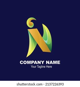 Logotipo moderno Letra gradiente N Plantilla de estilo colorido o icono del resumen para la industria empresarial