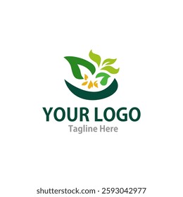 modern logo. Green logo with leaves. vector 