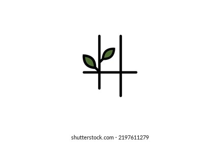 Modernes Logo H kombiniert mit Blatt. Ursprüngliches Schreiben H Ökodesign