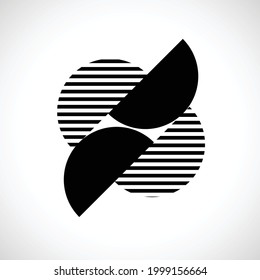 Logo moderno con medio círculo y líneas. Diseño mínimo .Elemento geométrico .Forma geométrica.