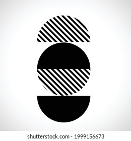 Logo moderno con medio círculo y líneas. Diseño mínimo .Elemento geométrico .Forma geométrica.