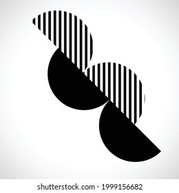 Modern logo with half circles and lines. Minimal design .Geometrical element .Geometric shape.