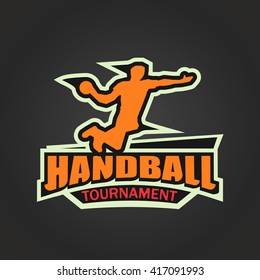 Modern logo for handball tournament. Handball player. Handball event