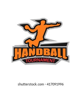 Modern logo for handball tournament. Handball player. Handball event