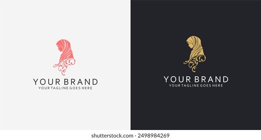 El moderno logotipo del hijab con Elementos de línea dinámica da una impresión elegante
