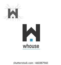 Modern logo house, letter W+M. Vector illustration.