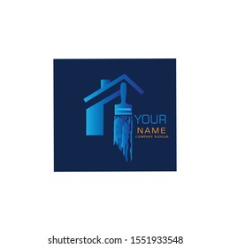 Modern logo of house painting with brush design for your company